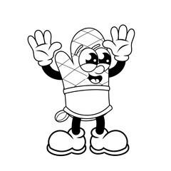 Retro character design from happy oven glove outline