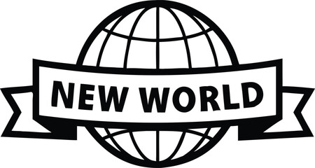 Global icon with ribbon announcing new world