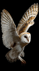 With each sweep of its gentle wings, the barn owl moves through the night air, a ghostly figure of grace and mystery, embodying the silent ballet of nature's aerial dance.