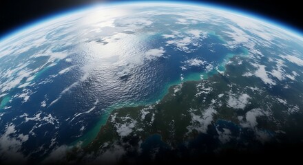 Fototapeta premium Earth From Space Ocean, Cloud, and Land View