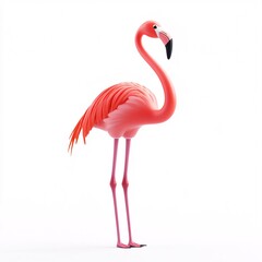 Cute Cartoon Flamingo Character with Long Legs and Pink Body