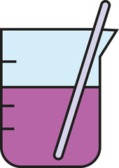 Vector Illustration of Laboratory Beaker with Purple Liquid and Stirring Rod for Science Education and Chemistry Design