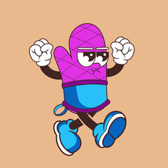 Retro character design from angry oven glove