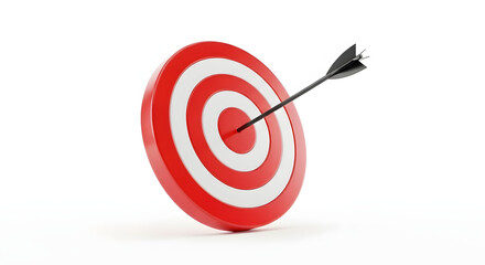 Red target with arrow hitting the bullseye, a concept of success and aiming.