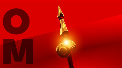 Maha Shivratri Shiva Lingam and Trishul symbols of Lord Shiva with glow in a red background