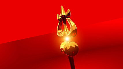 Maha Shivratri Shiva Lingam and Trishul symbols of Lord Shiva with glow in a red background