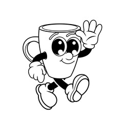 Retro character design of friendly mug outline