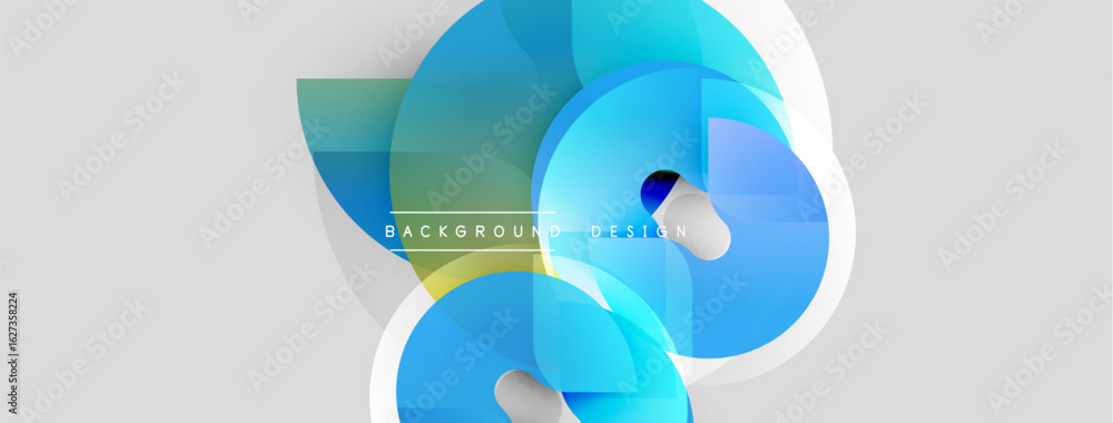 Aufkleber abstract blue shapes overlap, creating dynamic composition. light gray background provides clean con