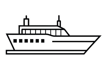 Obraz premium Modern flat ship icon side view outline design