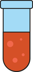 Flat Vector Illustration of Laboratory Test Tube with Colorful Liquid for Science, Chemistry, and Education Design Use

