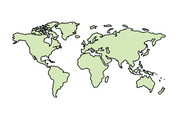 Simple outline world map graphic no labels