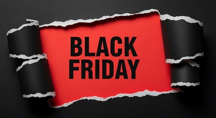 Black friday sale promotion advertisement on torn paper background