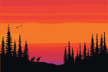 Karachi cityscape silhouette at sunset with flying birds