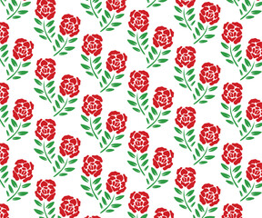 Seamless red floral pattern with berries and leaves in spring summer style