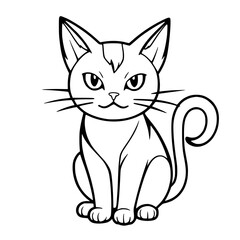 Obraz premium illustration of cute cat cartoon coloring page isolated on white background