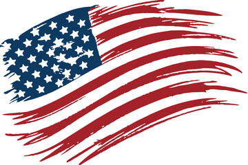 Stylized brush stroke american flag vector design