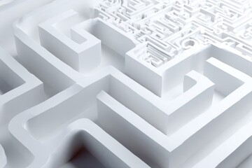 Complex white maze.  Intricate pathways