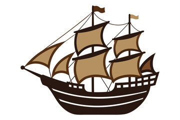 Vintage columbus era caravel ship with wood texture