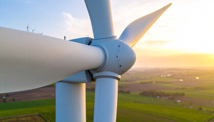 Wind Turbine on the Horizon: A majestic wind turbine stands tall against a vibrant sunrise, illustrating the harmonious blend of technology and the environment.
