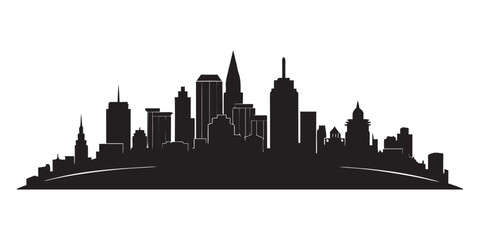 Fototapeta premium Urban skyline silhouette with distinct architectural shapes and a clear horizon line