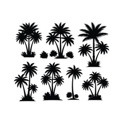 Vector art of collection of palm trees isolated on white background