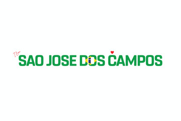 I Love SAO JOSE DOS CAMPOS, Typographic Design of I Love SAO JOSE DOS CAMPOS on a white background, Flag Typography of SAO JOSE DOS CAMPOS with heart, Vector design of I Love Brazil