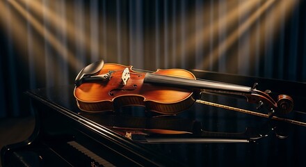 Fototapeta premium Violin on Piano