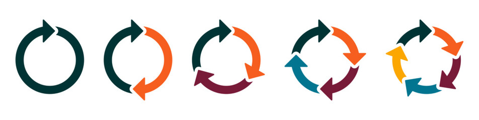 Processes with arrows, stages of business