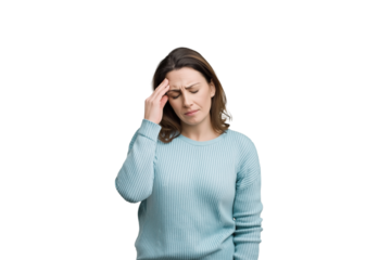 Woman suffering from severe headache> PNG