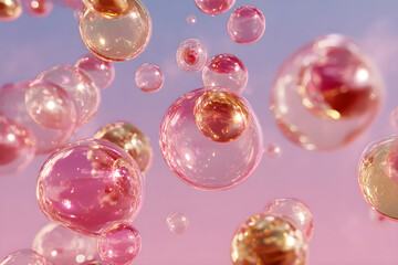Transcendent Dance of Ethereal Bubbles in the Air, Capturing Fleeting Moments of Delicacy and Elegance Against the Infinite Canvas of the Sky
