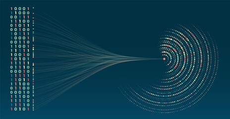 Data analysis in qualitative research. Big data code representation. Futuristic network or business analytics. Graphic concept for your design