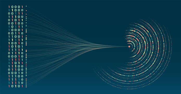 Data analysis in qualitative research. Big data code representation. Futuristic network or business analytics. Graphic concept for your design