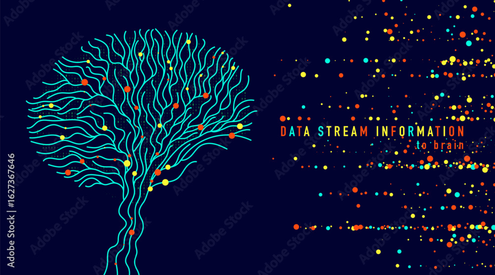 Poster abstract digital brain connections. scientific digital computer code. graphic concept for your desig