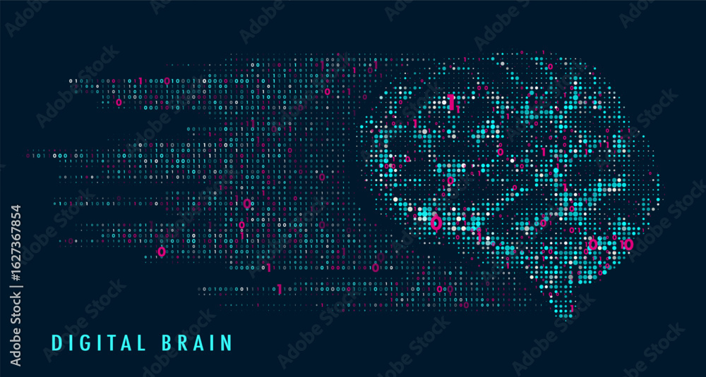 Poster abstract digital brain connections. scientific digital computer code. graphic concept for your desig