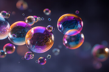 Transcendent Dance of Ethereal Bubbles in the Air, Capturing Fleeting Moments of Delicacy and Elegance Against the Infinite Canvas of the Sky