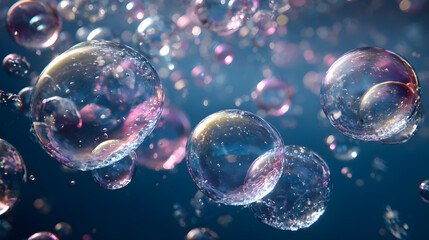 Transcendent Dance of Ethereal Bubbles in the Air, Capturing Fleeting Moments of Delicacy and Elegance Against the Infinite Canvas of the Sky