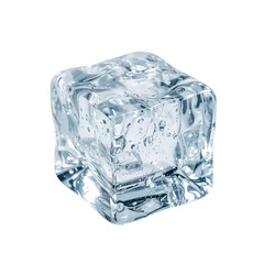 A gleaming, perfectly formed ice cube, a symbol of purity and refreshment floating in serene