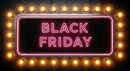 Obraz premium Black friday illuminated sign displaying the words black friday in bright pink