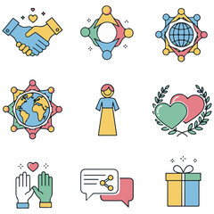 Fototapeta premium Vector Icons for International Friendship Day – Editable & Scalable