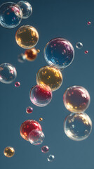 Transcendent Dance of Ethereal Bubbles in the Air, Capturing Fleeting Moments of Delicacy and Elegance Against the Infinite Canvas of the Sky