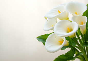 Simple yet striking white Calla Lilies, ideal for sophisticated events and serene decor.

