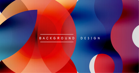 Obraz premium Vibrant overlapping circles create modern abstract background. Colors blend, forming dynamic visual composition. Design feels energetic, fluid.