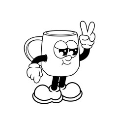 Retro character design of cool mug outline