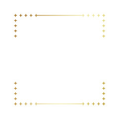 Gold gradient thin line with stars square frame element..