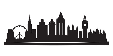 Iconic london skyline silhouette with famous landmarks and modern architecture