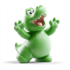 Obraz premium Playful Cartoon Crocodile Enthusiastically Joins Dance Class Fun