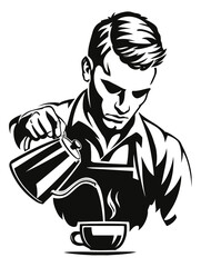 Skilled Barista Pouring Coffee in a Stylish and Modern Design