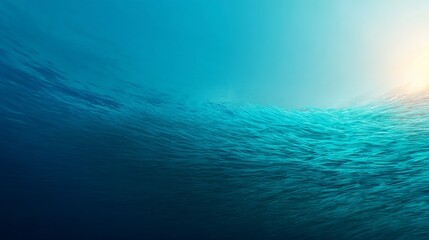 Obraz premium Microplastic Pollution Threatening Aquatic Ecosystems, Abstract underwater scene with shimmering light reflections and flowing textures.