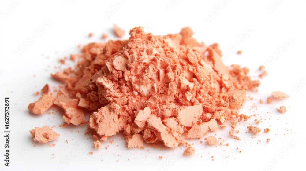 Poster a vibrant pile of bright orange powder sits on a clean surface, illuminated by soft light. the parti