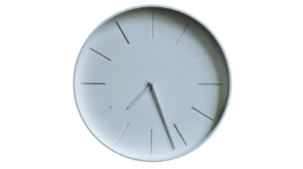 Minimalist White Wall Clock - Time Concept with Clean Design and Isolated Transparent Background